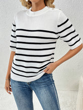 Load image into Gallery viewer, Striped Round Neck Half Sleeve Knit Top