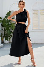Load image into Gallery viewer, Ruched One Shoulder Top and Slit Skirt Set