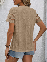 Load image into Gallery viewer, Full Size Eyelet Round Neck Short Sleeve Top
