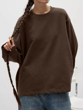 Load image into Gallery viewer, Round Neck Dropped Shoulder Long Sleeve T-Shirt