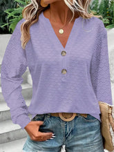 Load image into Gallery viewer, Eyelet Notched Long Sleeve T-Shirt