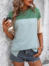 Load image into Gallery viewer, Color Block Round Neck Half Sleeve T-Shirt