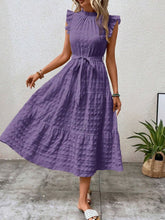 Load image into Gallery viewer, Tied Ruffled Cap Sleeve Midi Dress