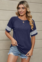 Load image into Gallery viewer, Striped Round Neck Short Sleeve T-Shirt