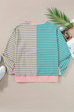 Load image into Gallery viewer, Contrast Stripes Round Neck Long Sleeve Sweatshirt