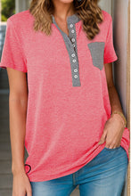 Load image into Gallery viewer, Full Size Half Button Short Sleeve T-Shirt