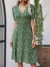 Load image into Gallery viewer, Printed V-Neck Short Sleeve Dress