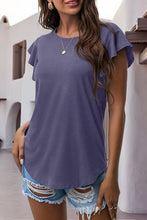 Load image into Gallery viewer, Ruffled Round Neck Cap Sleeve Blouse