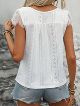 Load image into Gallery viewer, Eyelet Lace Detail V-Neck Cap Sleeve Top