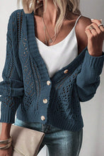 Load image into Gallery viewer, Openwork Button Up Long Sleeve Cardigan