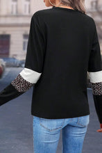 Load image into Gallery viewer, Leopard Round Neck Long Sleeve Blouse