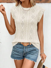 Load image into Gallery viewer, Eyelet Round Neck Cap Sleeve Top