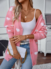Load image into Gallery viewer, Heart V-Neck Button Up Long Sleeve Cardigan
