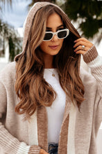 Load image into Gallery viewer, Pocketed Contrast Long Sleeve Hooded Cardigan