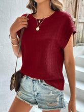 Load image into Gallery viewer, Textured Round Neck Short Sleeve Top