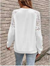 Load image into Gallery viewer, Lace Detail V-Neck Long Sleeve Top