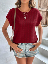 Load image into Gallery viewer, Textured Round Neck Short Sleeve Top