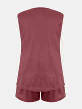 Load image into Gallery viewer, Full Size Waffle-Knit Notched Top and Shorts Set