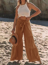 Load image into Gallery viewer, Tied Ruched Wide Leg Pants