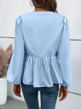 Load image into Gallery viewer, Ivy Lane Peplum Tied Long Sleeve Blouse