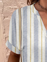 Load image into Gallery viewer, Full Size Printed Notched Short Sleeve Blouse