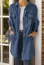 Load image into Gallery viewer, Full Size Pocketed Button Up Long Sleeve Denim Jacket