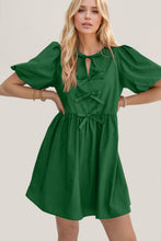Load image into Gallery viewer, Oh Bow Ruched Puff Sleeve Mini Dress