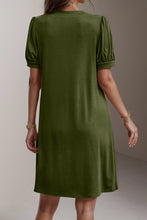 Load image into Gallery viewer, Pin-Tuck Notched Short Sleeve Dress
