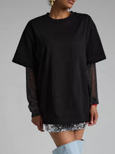 Load image into Gallery viewer, Faux Layered Round Neck Mesh Sleeve Top