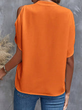 Load image into Gallery viewer, Notched Cold Shoulder Half Sleeve Blouse