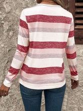 Load image into Gallery viewer, Contrast Striped V-Neck Long Sleeve T-Shirt