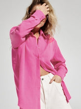 Load image into Gallery viewer, Textured Collared Neck Long Sleeve Shirt