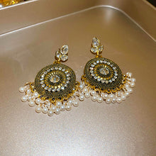 Load image into Gallery viewer, Rhinestone Alloy Bead Dangle Earrings