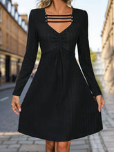 Load image into Gallery viewer, Cutout Long Sleeve Knee Length Dress