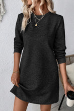 Load image into Gallery viewer, Textured Round Neck Long Sleeve Mini Dress