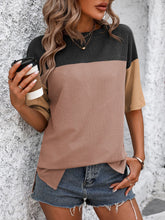 Load image into Gallery viewer, Color Block Round Neck Half Sleeve T-Shirt