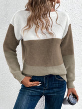 Load image into Gallery viewer, Color Block Boat Neck Sweater