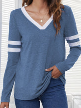 Load image into Gallery viewer, Heathered V-Neck Long Sleeve T-Shirt