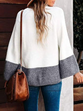 Load image into Gallery viewer, Contrast Round Neck Long Sleeve Sweater