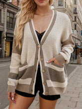 Load image into Gallery viewer, Contrast Button Up Long Sleeve Cardigan