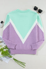 Load image into Gallery viewer, Contrast Round Neck Dropped Shoulder Sweater