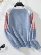 Load image into Gallery viewer, Color Block Round Neck Long Sleeve Sweater