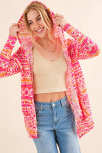 Load image into Gallery viewer, And The Why Full Size Printed Thermal Hooded Open Front Cardigan
