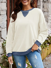 Load image into Gallery viewer, Contrast Round Neck Long Sleeve Sweatshirt