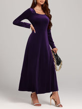 Load image into Gallery viewer, Square Neck Long Sleeve Velvet Dress