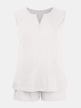 Load image into Gallery viewer, Full Size Waffle-Knit Notched Top and Shorts Set