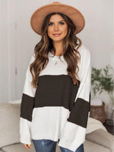 Load image into Gallery viewer, Color Block Round Neck Long Sleeve Sweater