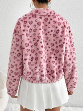 Load image into Gallery viewer, Leopard Zip Up Long Sleeve Furry Jacket