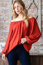 Load image into Gallery viewer, Heimish Full Size Swiss Dot Off Shoulder Top