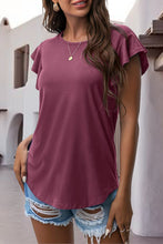 Load image into Gallery viewer, Ruffled Round Neck Cap Sleeve Blouse